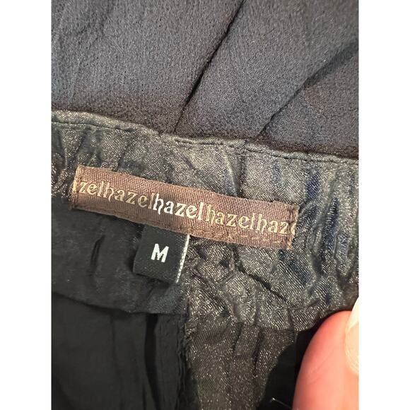 Hazel Anthropologie 100% Silk Midi Skirt w Lace Asymmetrical Hem Split Medium JL - Picture 7 of 9